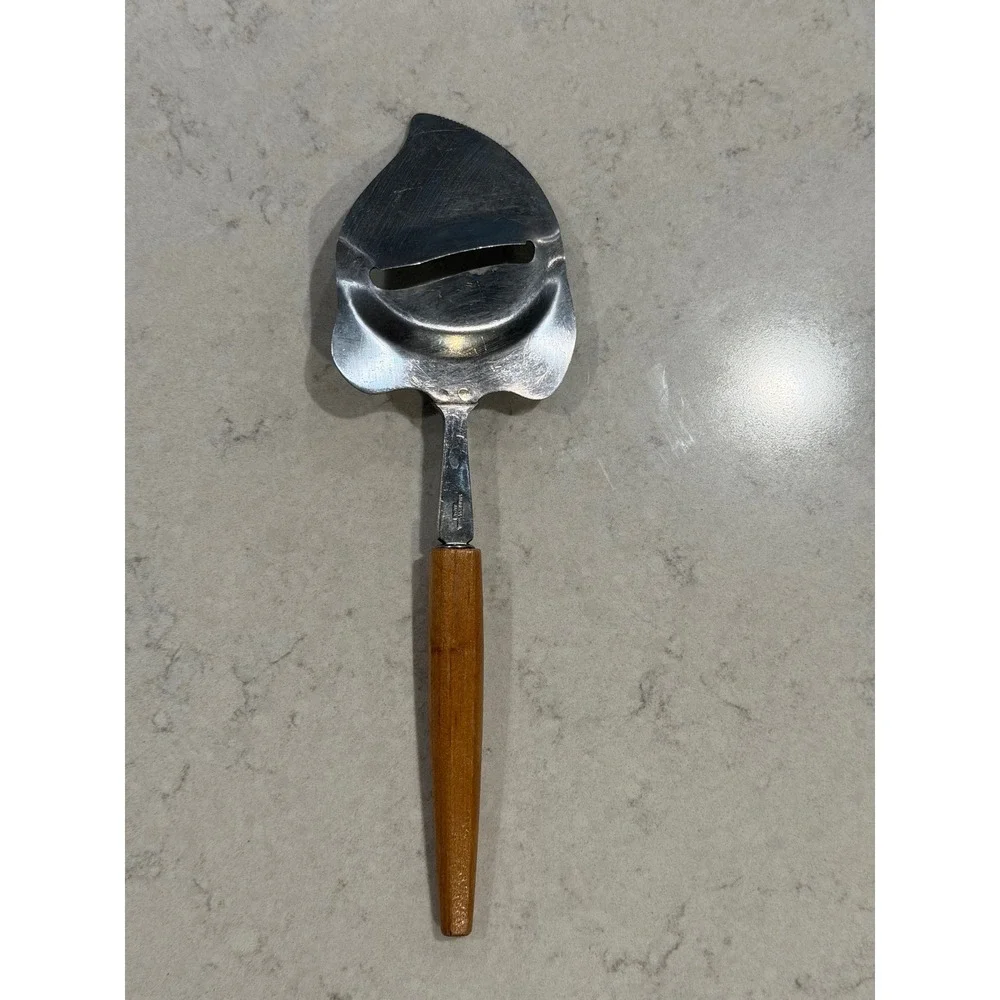 Vintage MCM Stainless Steel Cheese Plane Slicer Japan With Wood Handle